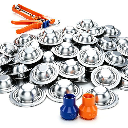 250pcs Metal Screw Caps with 1 Caulking Ghun & 2 Caulking Nozzles